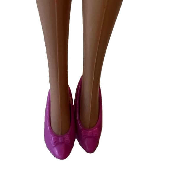 Vintage Barbie Fashion Doll Shoes Bow Tie High Heel Pumps Plum Pink 1980s-90s - Picture 2 of 5